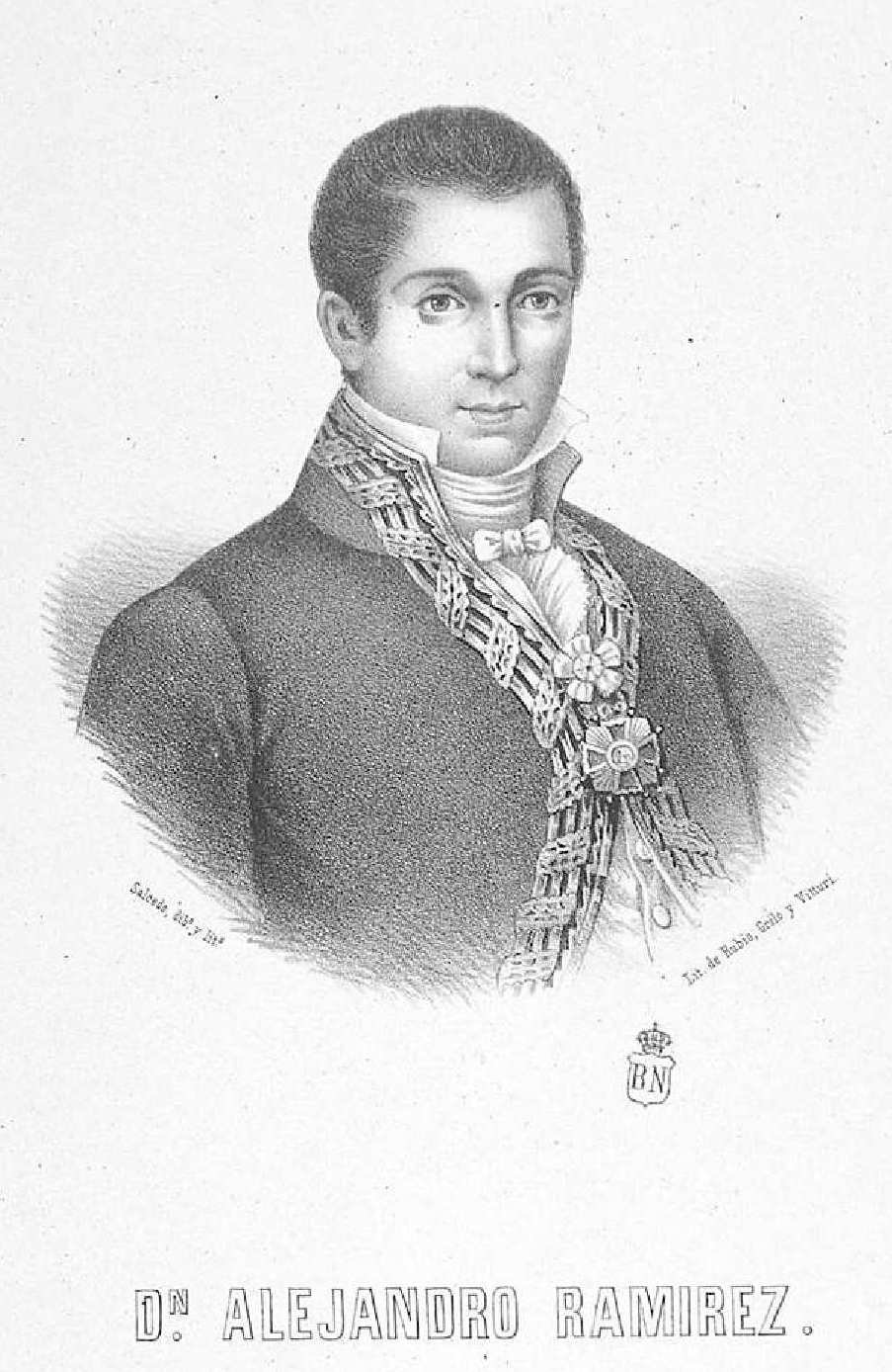 Retrato litográfico de Alejandro Ramírez y Blanco, intendente de Hacienda de Puerto Rico y Cuba, con uniforme de gala y condecoraciones