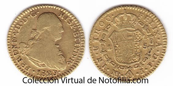 Fernando VII — 1 Escudo de Oro, Bogotá 1820