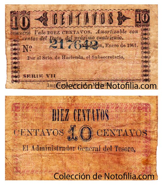 Vales de Antioquia: 10 y 20 Centavos