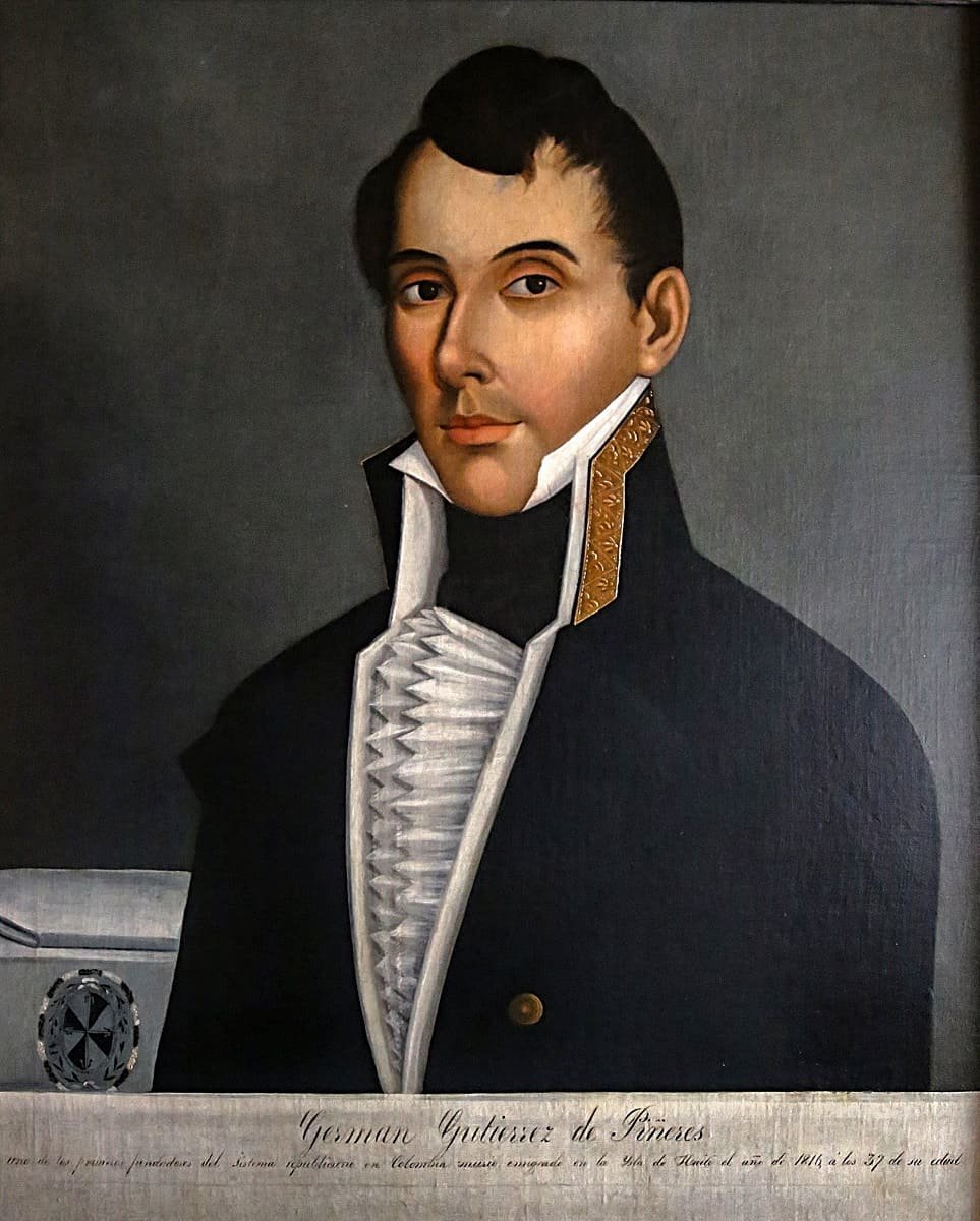 Retrato al óleo anónimo de José Germán Gutiérrez de Piñeres y Cárcamo, prócer de la independencia de Cartagena, óleo sobre lienzo de la Universidad del Rosario