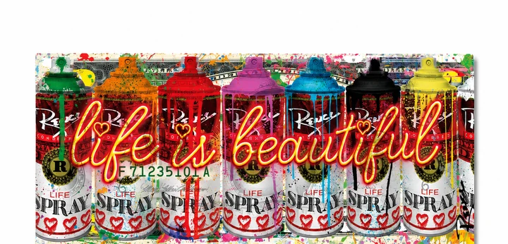 Life Is Beautiful Life Spray Cans, billete de dos dólares Rency Art firmado, edición 5/200