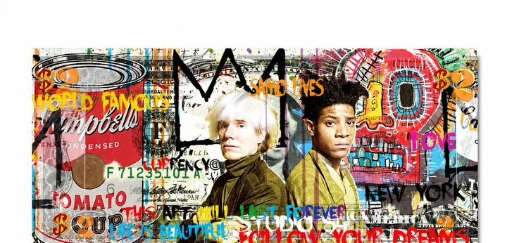 Warhol Basquiat Famous Artists Pop Art, billete de dos dólares Rency Art firmado a mano