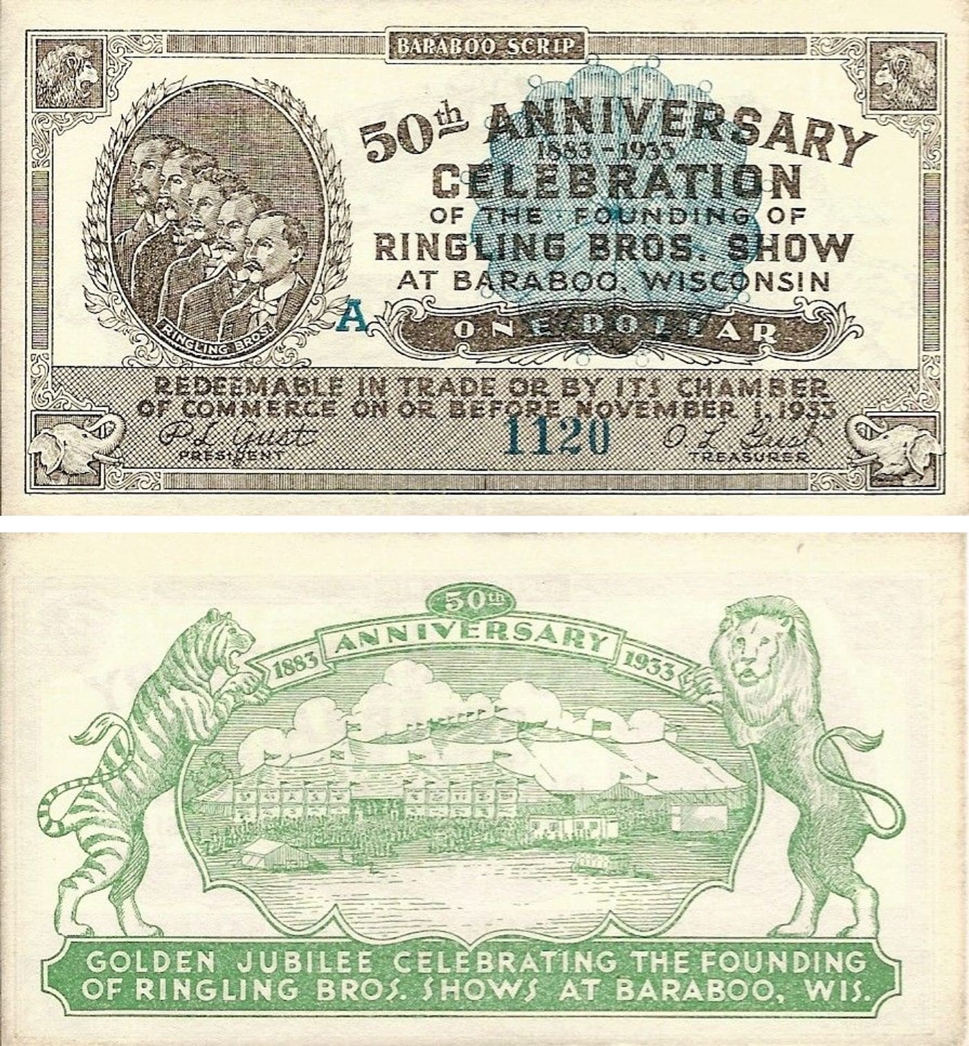 Scrip Ringling Bros. 50º Aniversario, Baraboo