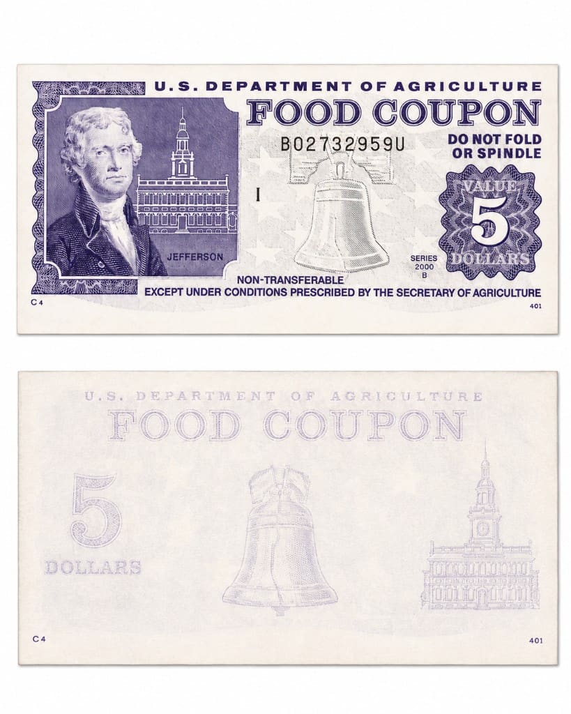 Food Coupon USDA, Cinco Dólares (Serie 2000-B)